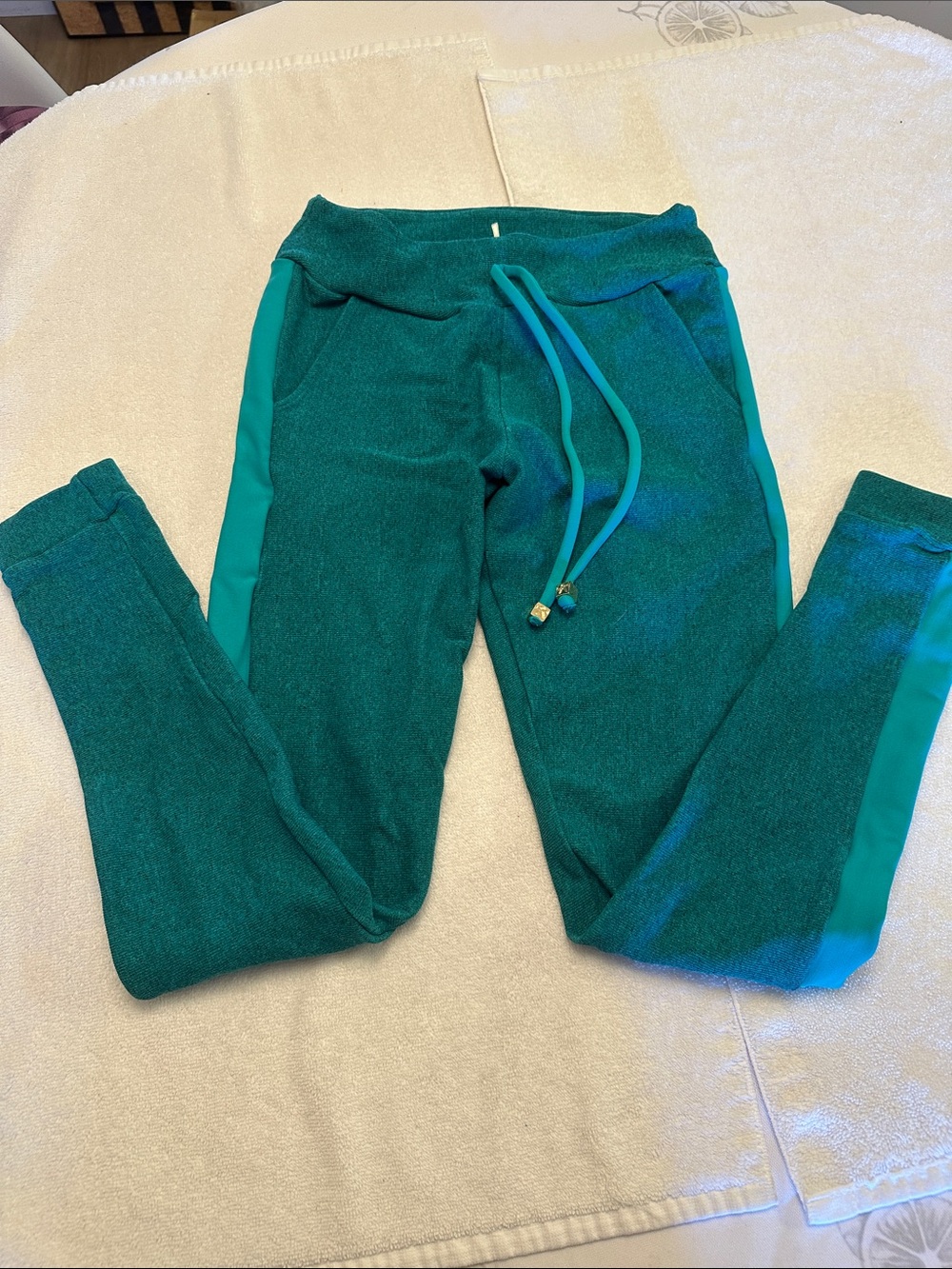 Source Unknown Teal Green Jogger Leggings with Side Stripe